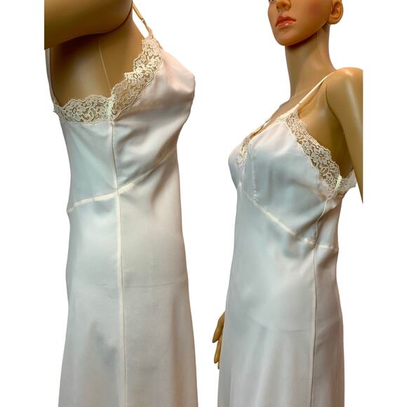 40s 50s Pale Peach Pink Saab Saabalon Slip / Dress w Lace | S - Picture 6 of 10
